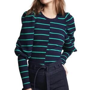 C/MEO COLLECTIVE Blue and green striped sweater size small